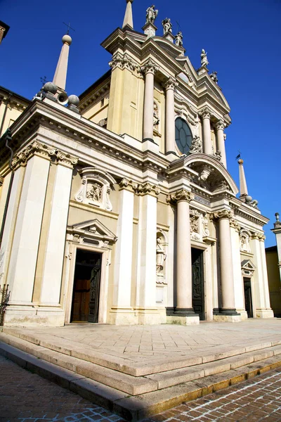 Lombardía Busto Arsizio Antigua Iglesia Cerrada Torre Ladrillo Acera Italia — Foto de Stock