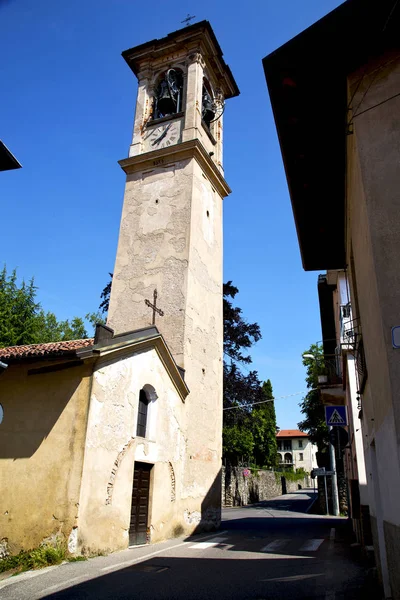 Lombardia Nel Castiglione Olona Vecchia Chiesa Chiusa Mattone Torre Marciapiede — Foto Stock