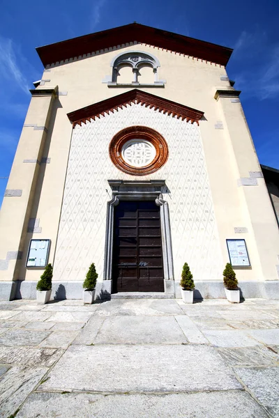 Lombardía Crugnola Antigua Iglesia Cerrada Torre Ladrillo Acera Italia — Foto de Stock