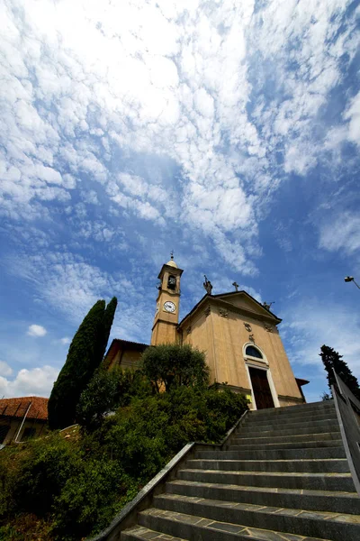 Lombardy Jerago Eski Kilisede Tuğla Kule Kaldırım Talya Kapalı — Stok fotoğraf