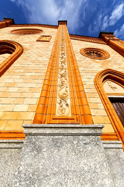 Lombardy Villa Cortese Old Church Closed Brick Tower Sidewalk Italy — Stock Photo, Image