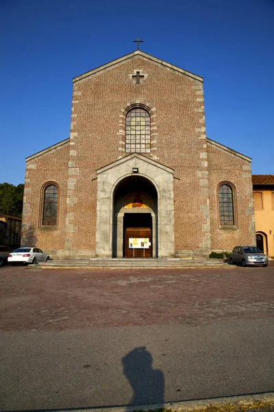 Chiesa Nel Turbigo Chiuso Mattone Torre Marciapiede Italia Lombardia Vecchio — Foto Stock
