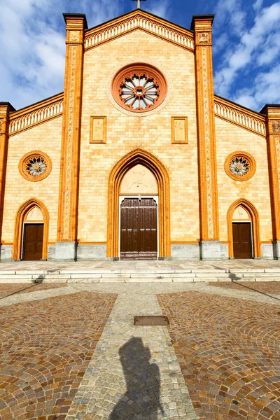 Igreja Villa Cortese Fechado Torre Tijolo Calçada Itália Lombardia Velho — Fotografia de Stock