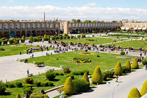 Sfocatura Iran Vecchia Piazza Isfahan Proplo Giardino Albero Patrimonio Turistico — Foto Stock