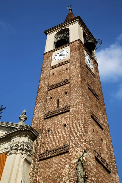 Mozzate Oude Abstract Italië Muur Kerktoren Bell Zonnige Dag — Stockfoto