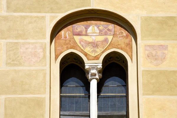 Tradate Varese Itália Abstrato Janela Monumento Curch Mosaico Amarelo — Fotografia de Stock