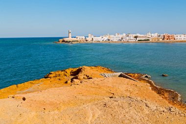 Fort battlesment gökyüzü ve yıldız tuğla Umman Muscat eski Savunma deniz DAG