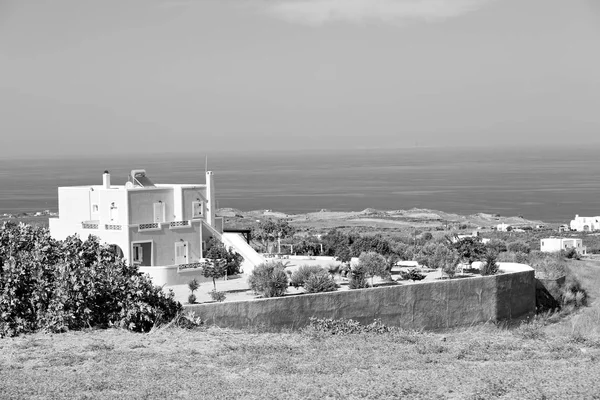 Mar na arquitetura europa ciclades santorini cidade velha branco — Fotografia de Stock