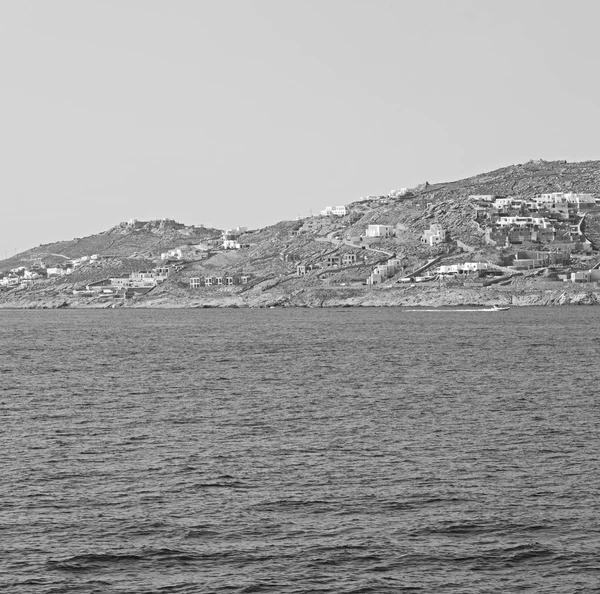 Historia vieja en el puerto de la isla de Cícladas y el barco santorini naksos —  Fotos de Stock