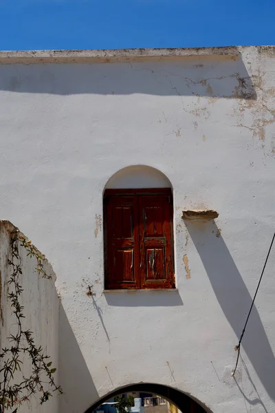 Ingreece Antik Historiska Medeltida Dekoration Vägg Och Fönster — Stockfoto