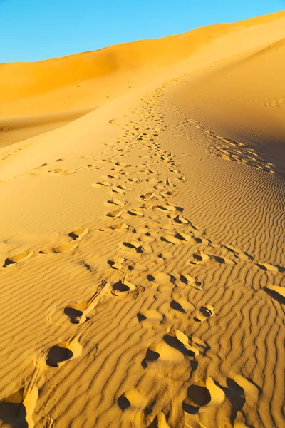 Schilderachtige Schot Van Zandige Duin Met Veel Voetafdrukken Oman Rub — Stockfoto