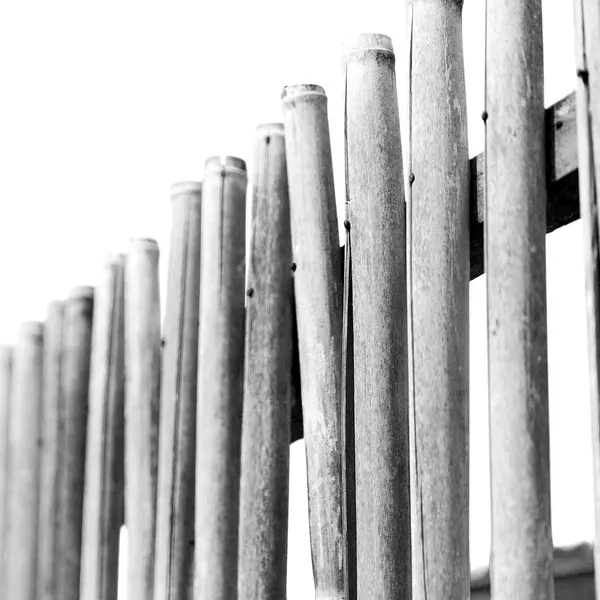 自然な塀の曇り空多く竹の棒で — ストック写真