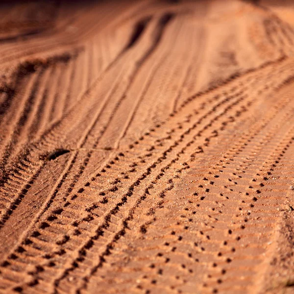 В пустыне трек автомобиля и грузовика в песке — стоковое фото