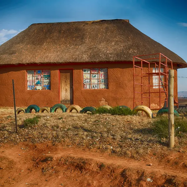 In lesotho  street village near   mountain Stock Photo