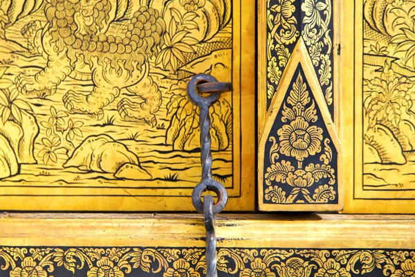 Thailand Und Asien Bangkok Tempel Abstrakte Kreuzfarben Tür Wat Paläste — Stockfoto