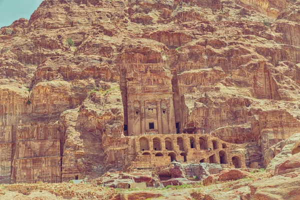 Grób w antyczne strony Petry w Jordanii — Zdjęcie stockowe