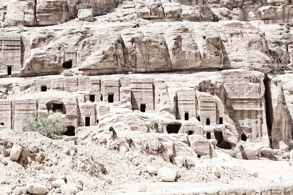 สุสานในสถานที่โบราณของ petra ในจอร์แดน — ภาพถ่ายสต็อก