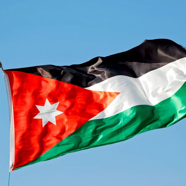 In jordan the national flag in the wind — Stock Photo, Image