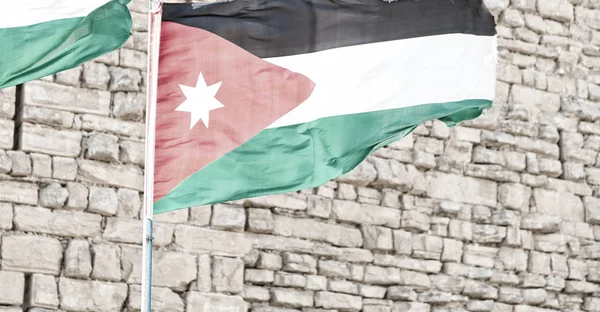 In jordan the national flag in the wind — Stock Photo, Image