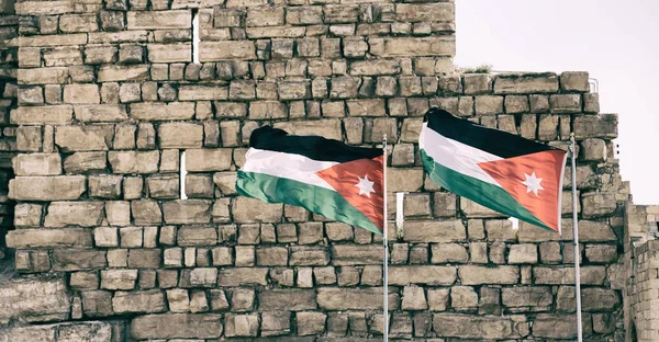 In jordan the national flag in the wind — Stock Photo, Image