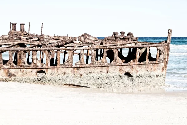 Στην Αυστραλία Fraser Island Τις Αντίκες Σκουριασμένο Και Damagede Βάρκα — Φωτογραφία Αρχείου