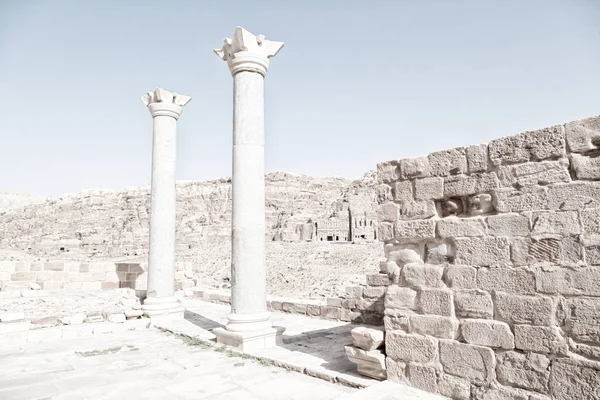 Petra Jordan Vue Sur Les Monuments Depuis Les Ruines Église — Photo