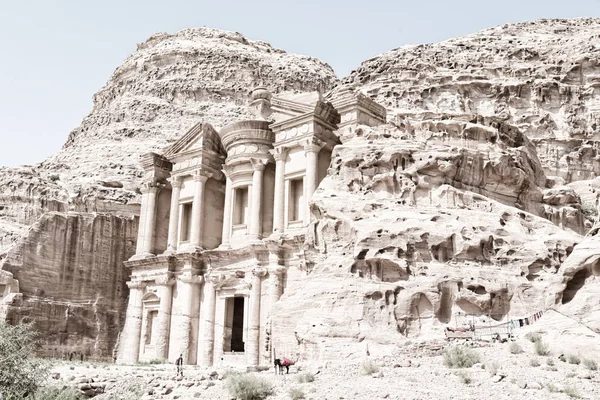 Antique Site Petra Jordan Monastery Beautiful Wonder World — стоковое фото