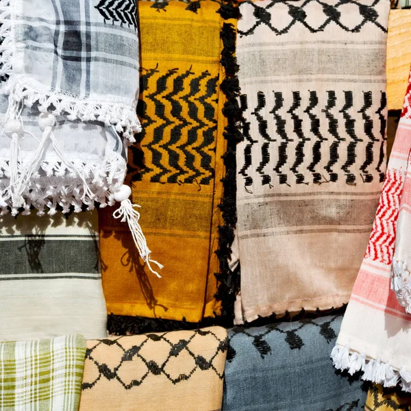 Die Textur Des Traditionellen Symbolischen Arabischen Schals Aus Baumwolle Wie — Stockfoto