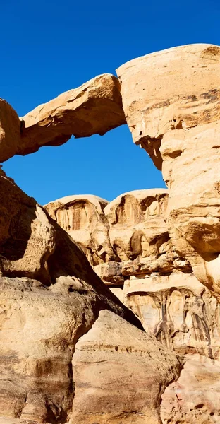 Wadi Rhum Jordane Vieux Désert Rocher Près Trou — Photo