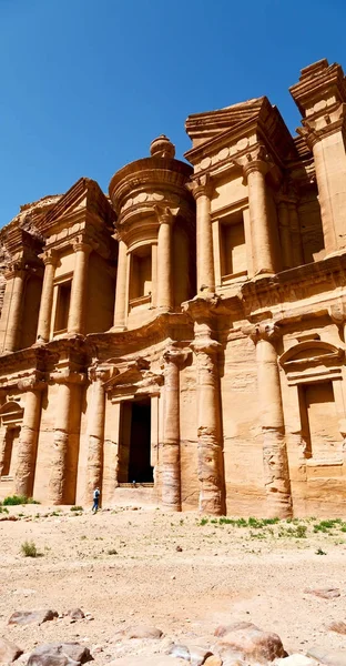 Sitio Antiguo Petra Jordania Monasterio Maravilla Hermosa Del Mundo — Foto de Stock