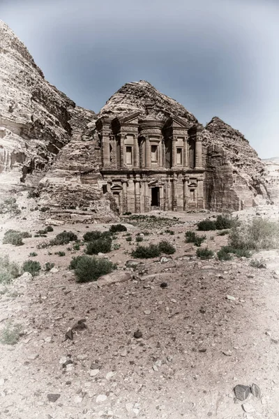 Sitio Antiguo Petra Jordania Monasterio Maravilla Hermosa Del Mundo — Foto de Stock