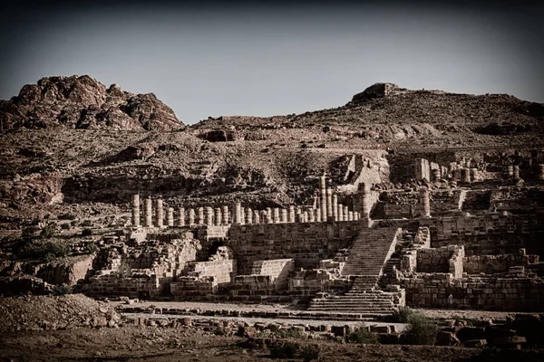 Petra Jordan Rue Antique Pleine Colonnes Patrimoine Architectural — Photo