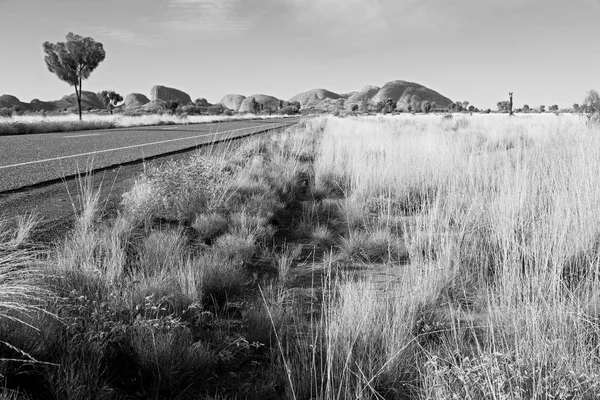 Austrália Conceito Remoto Outback Linha Asfalto Morro — Fotografia de Stock