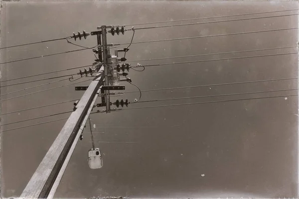 Austrália Conceito Linha Elétrica Com Polo Elétrico Céu Claro — Fotografia de Stock