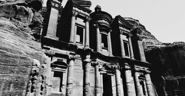 Sitio Antiguo Petra Jordania Monasterio Maravilla Hermosa Del Mundo — Foto de Stock
