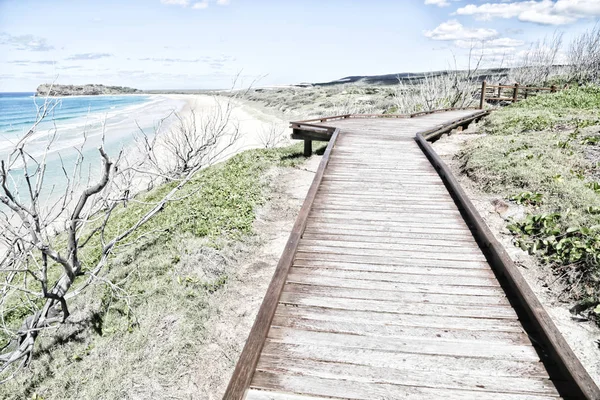 Austrália Passarela Para Praia Hervey Bay Fraser Island Como Conceito — Fotografia de Stock