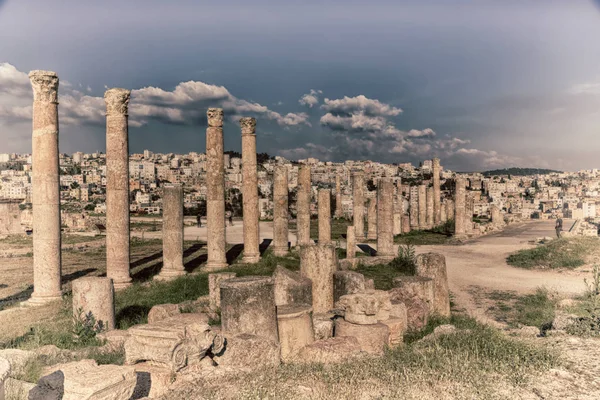 Jerash Jordania Antyczny Archeologicznych Miejscu Klasycznego Dziedzictwa Dla Turysty — Zdjęcie stockowe