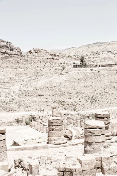 Petra Jordan Antique Street Full Columns Architecture Heritage — Stock Photo, Image