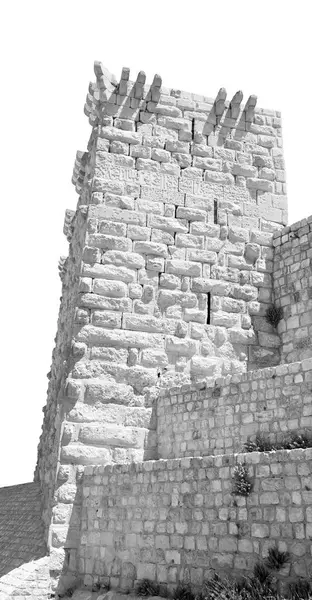 Jordânia Casta Velha Shubak Cinza Sua Torre Céu — Fotografia de Stock