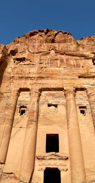 Tumba Sitio Antiguo Petra Jordania Hermosa Maravilla Del Mundo —  Fotos de Stock