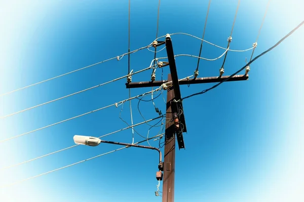 Austrália Conceito Linha Elétrica Com Polo Elétrico Céu Claro — Fotografia de Stock