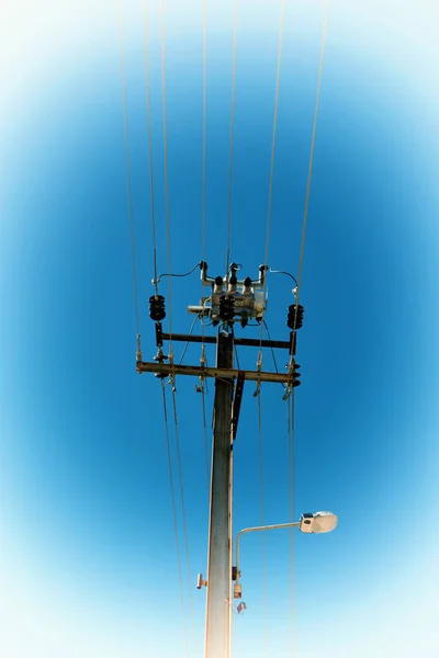 Austrália Conceito Linha Elétrica Com Polo Elétrico Céu Claro — Fotografia de Stock