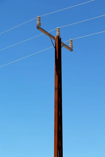 Austrália Conceito Linha Elétrica Com Polo Elétrico Céu Claro — Fotografia de Stock