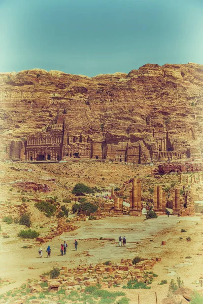 Tumba Sitio Antiguo Petra Jordania Hermosa Maravilla Del Mundo —  Fotos de Stock