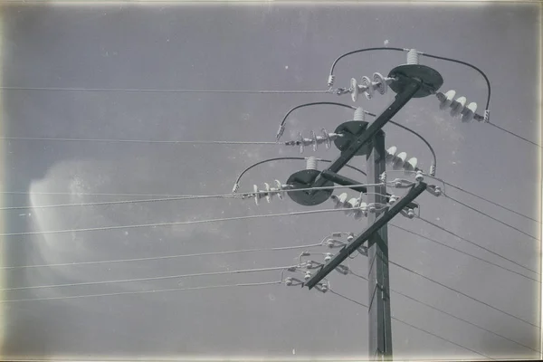 Austrália Conceito Linha Elétrica Com Polo Elétrico Céu Claro — Fotografia de Stock