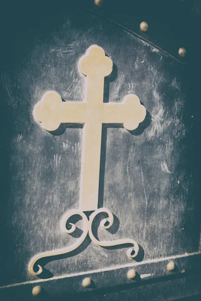 Церкві Святого Георгія Йорданії Дверний Проріз Хрест Концепція Фону — стокове фото