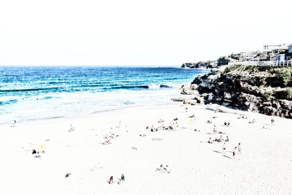 Austrália Pessoas Praia Bondie Resort Perto Oceano — Fotografia de Stock