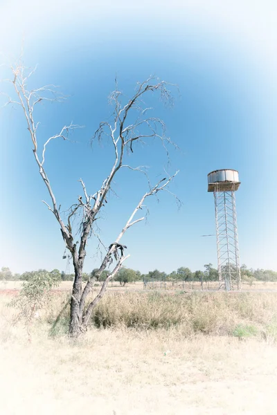 Australia Concetto Remoto Nell Entroterra Con Linea Asfaltata Serbatoio Acqua — Foto Stock