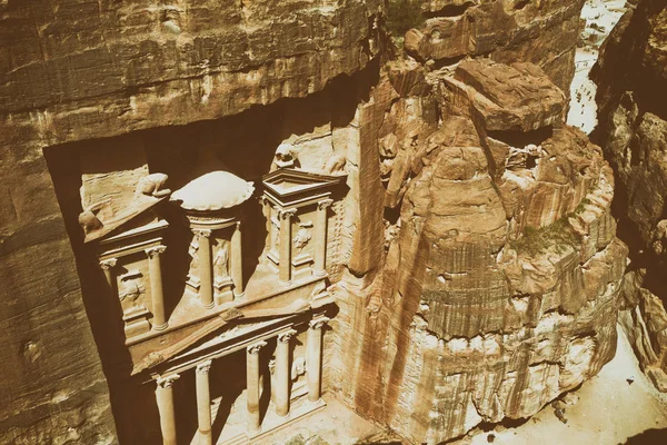 Desde Alto Sitio Antiguo Petra Jordania Hermosa Maravilla Del Mundo — Foto de Stock