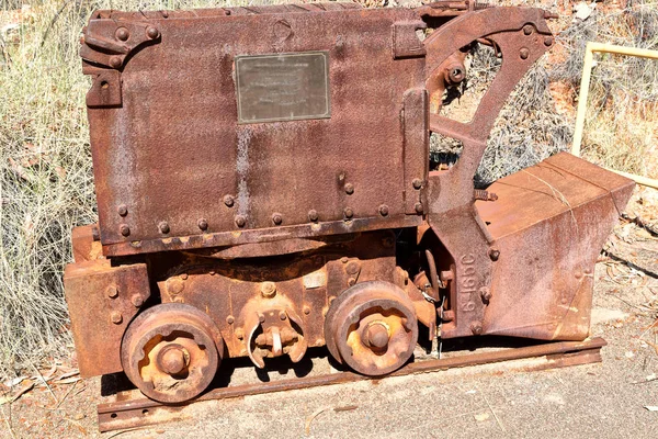 Australië Kar Van Oude Verroeste Mijnbouw Gebroken Railway — Stockfoto